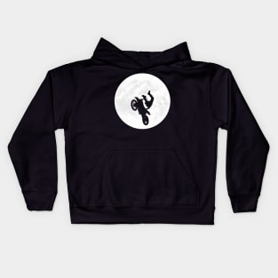 Biker Silhouette in Fullmoon Kids Hoodie